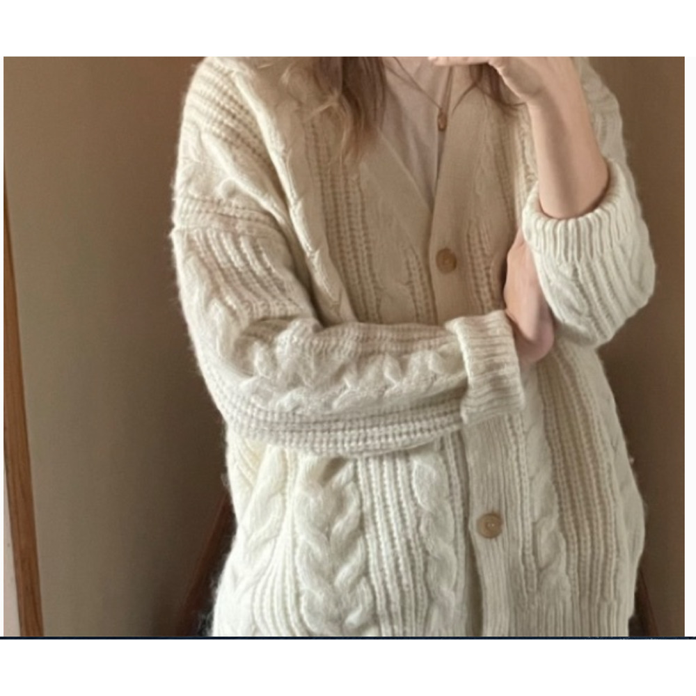 Jenni Kayne Alpaca Wool Cocoon Cable Cardigan Ivory small (sw300